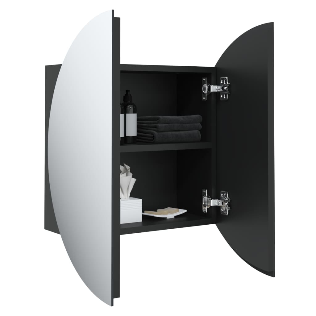 vidaXL Cabinet Bathroom Wall Vanity Mirror Cabinet with Round Mirror and LED-5