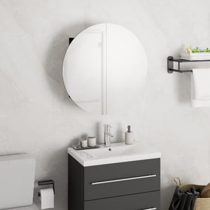 vidaXL Cabinet Bathroom Wall Vanity Mirror Cabinet with Round Mirror and LED-46