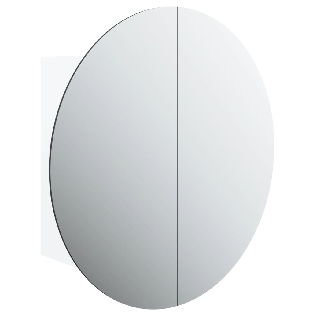 vidaXL Cabinet Bathroom Wall Vanity Mirror Cabinet with Round Mirror and LED-36