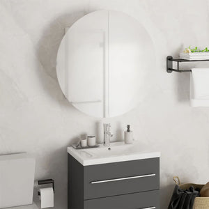 vidaXL Cabinet Bathroom Wall Vanity Mirror Cabinet with Round Mirror and LED-43