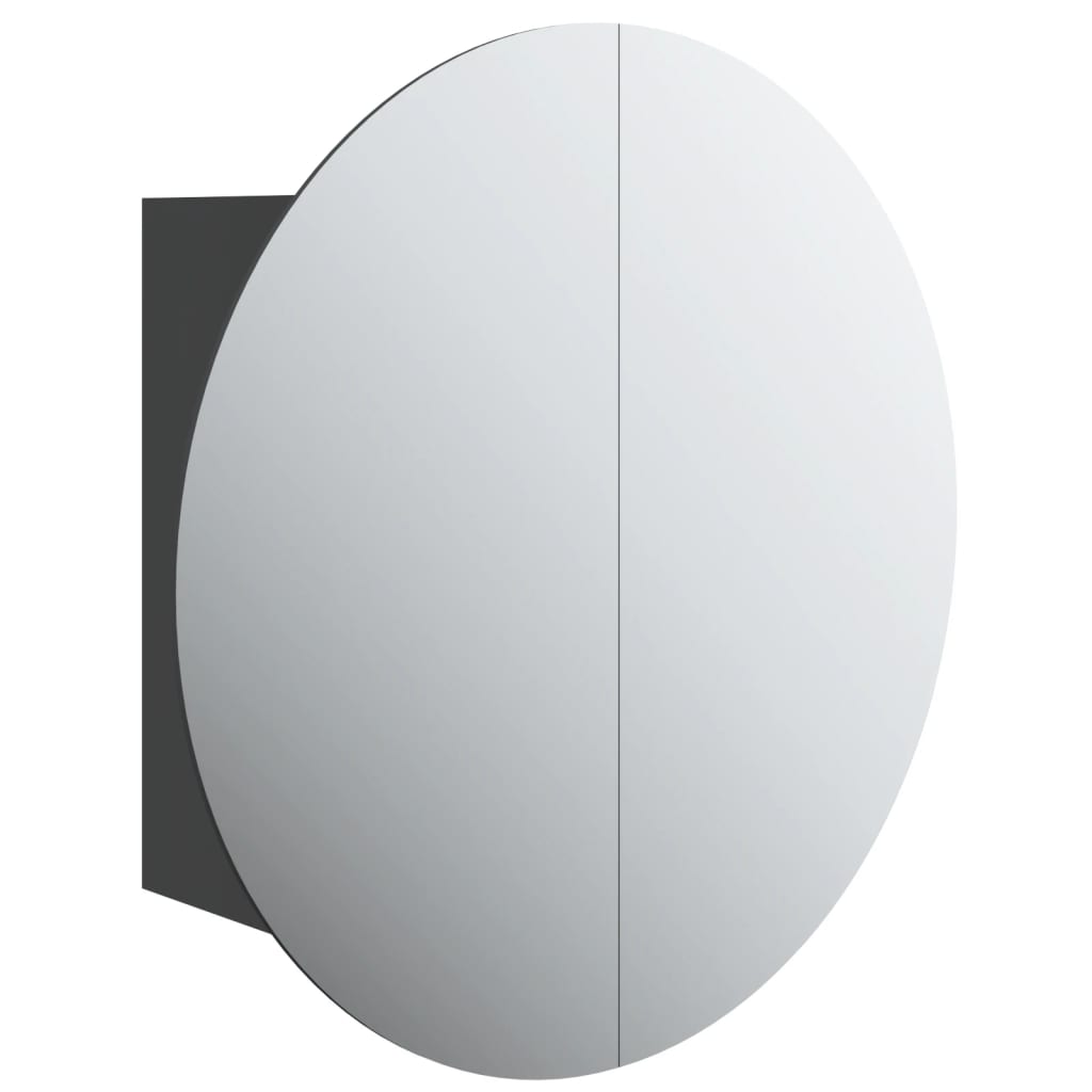 vidaXL Cabinet Bathroom Wall Vanity Mirror Cabinet with Round Mirror and LED-7