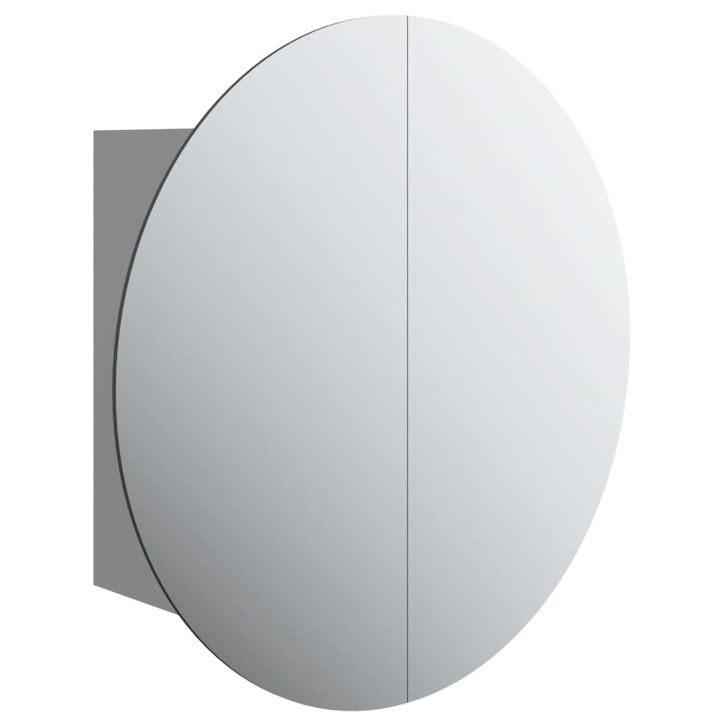 vidaXL Cabinet Bathroom Wall Vanity Mirror Cabinet with Round Mirror and LED-26