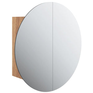 vidaXL Cabinet Bathroom Wall Vanity Mirror Cabinet with Round Mirror and LED-3