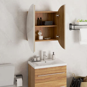 vidaXL Cabinet Bathroom Wall Vanity Mirror Cabinet with Round Mirror and LED-45