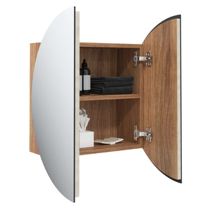 vidaXL Cabinet Bathroom Wall Vanity Mirror Cabinet with Round Mirror and LED-52