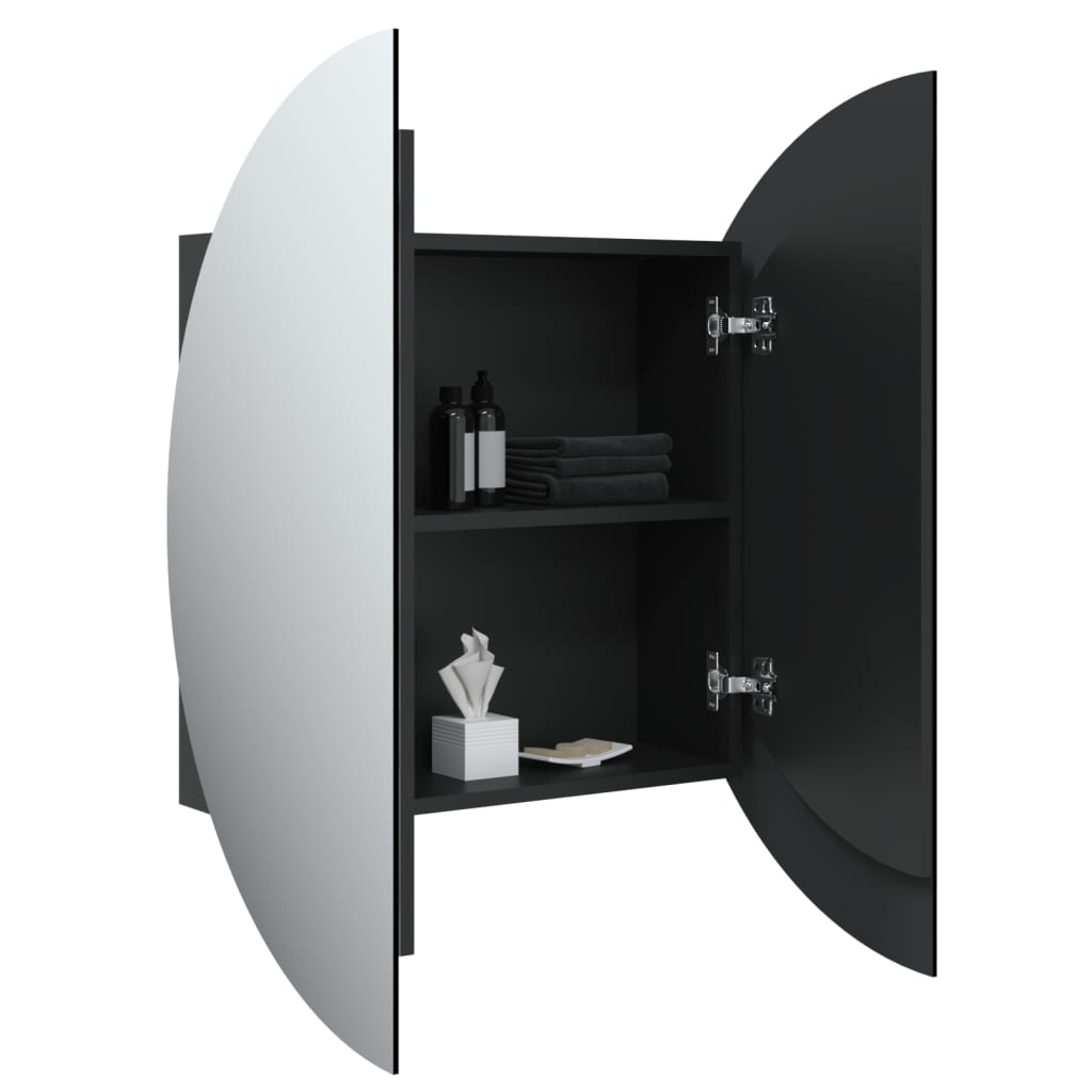 vidaXL Cabinet Bathroom Wall Vanity Mirror Cabinet with Round Mirror and LED-34