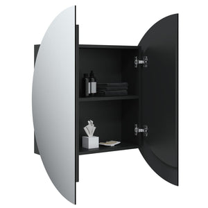 vidaXL Cabinet Bathroom Wall Vanity Mirror Cabinet with Round Mirror and LED-34