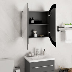 vidaXL Cabinet Bathroom Wall Vanity Mirror Cabinet with Round Mirror and LED-30