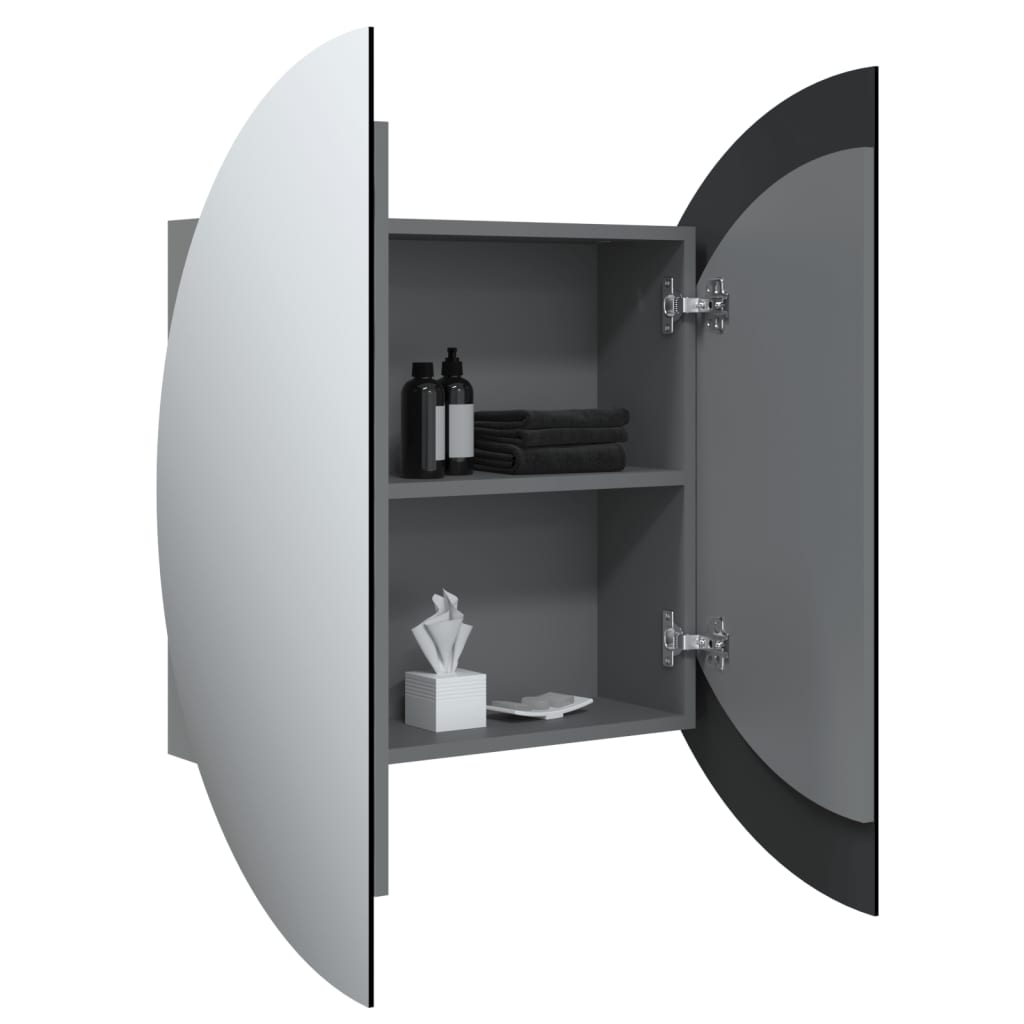 vidaXL Cabinet Bathroom Wall Vanity Mirror Cabinet with Round Mirror and LED-37