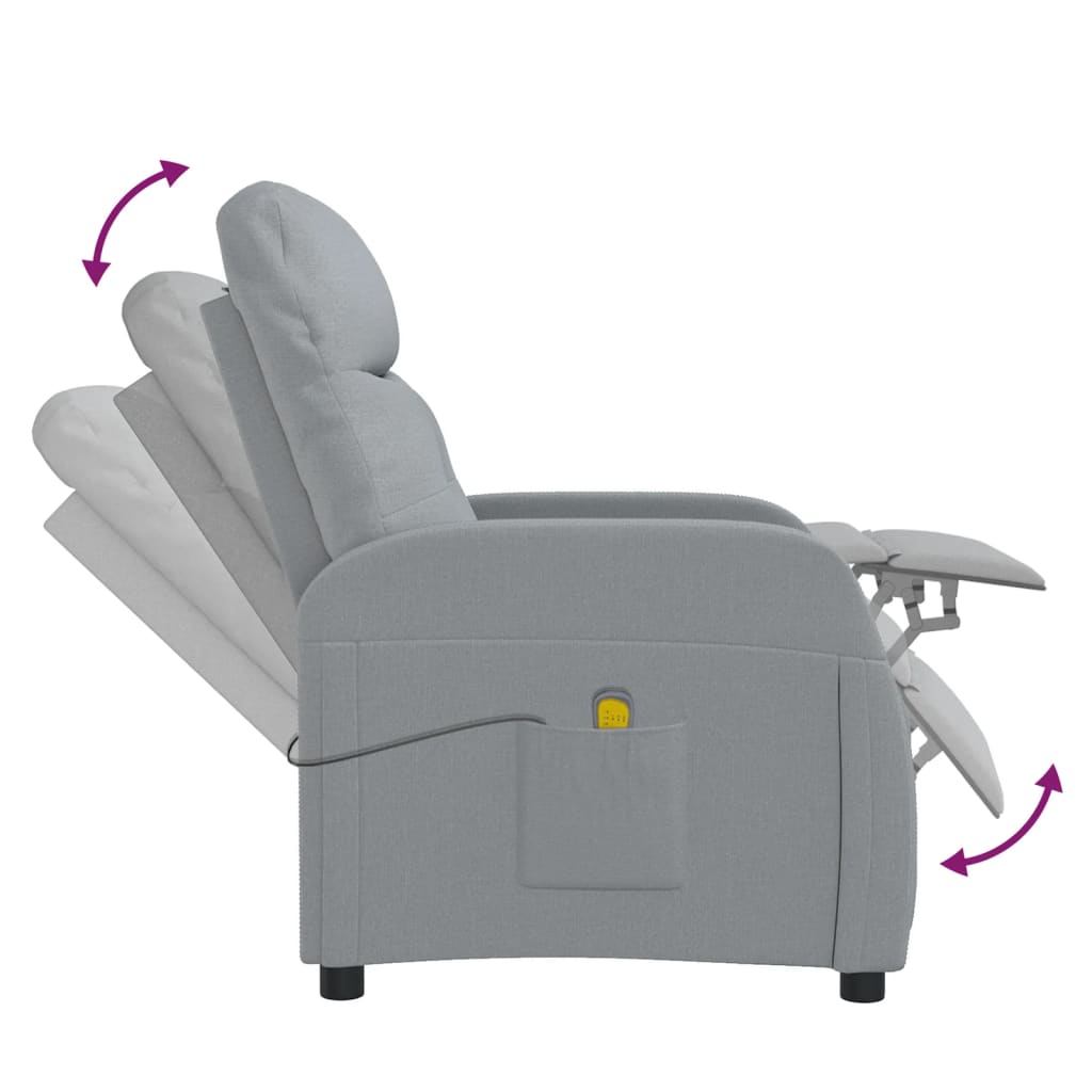 vidaXL Massage Chair Light Gray Fabric-5