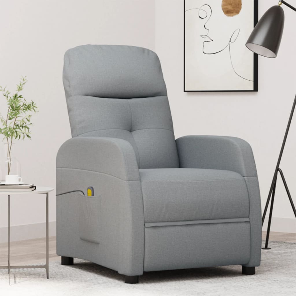 vidaXL Massage Chair Light Gray Fabric-0