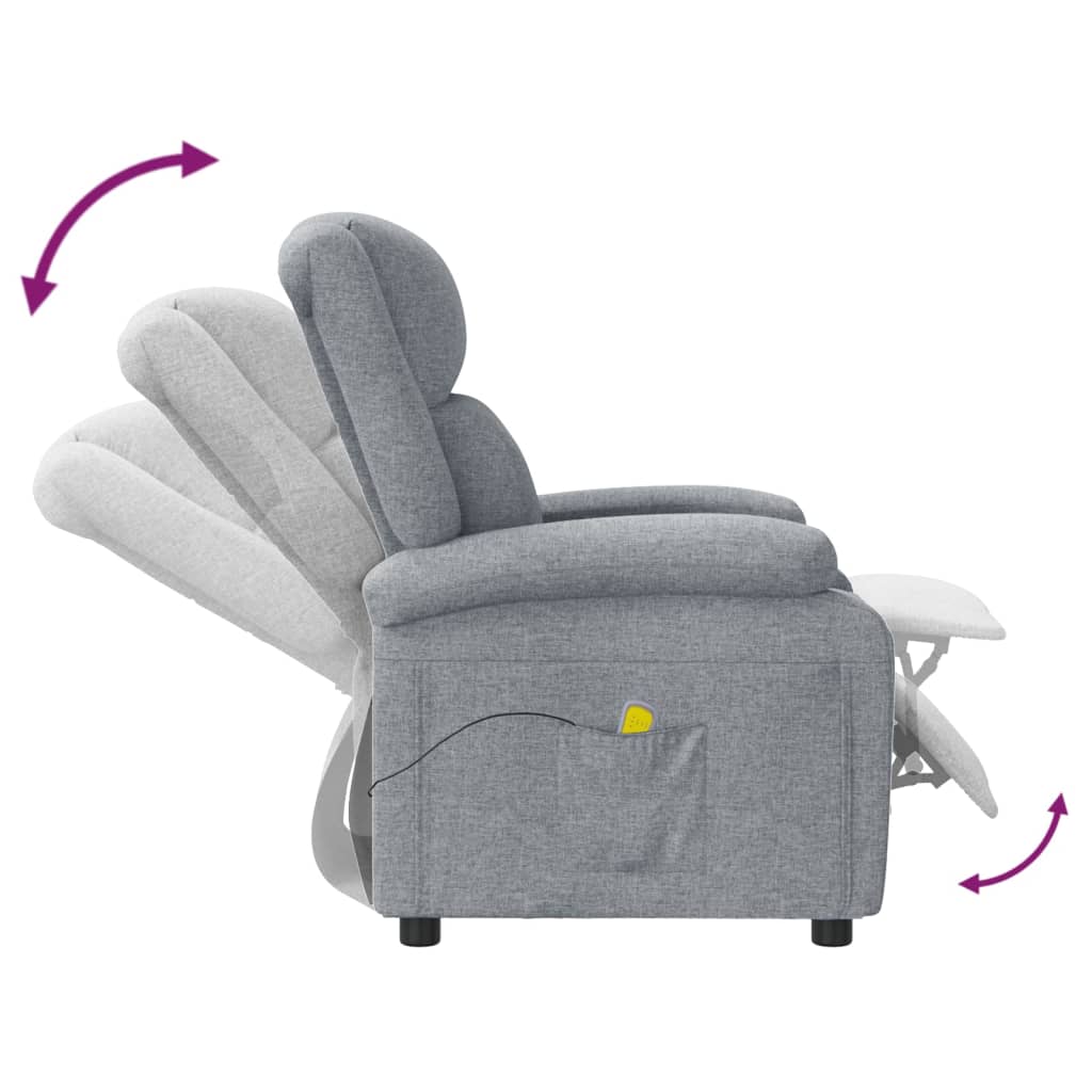 vidaXL Massage Chair Light Gray Fabric-4