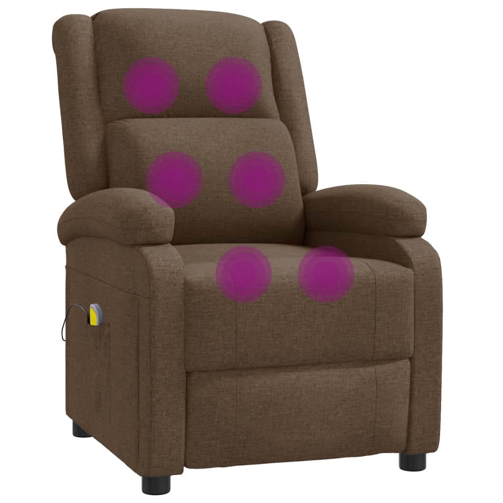 vidaXL Massage Chair Brown Fabric-4