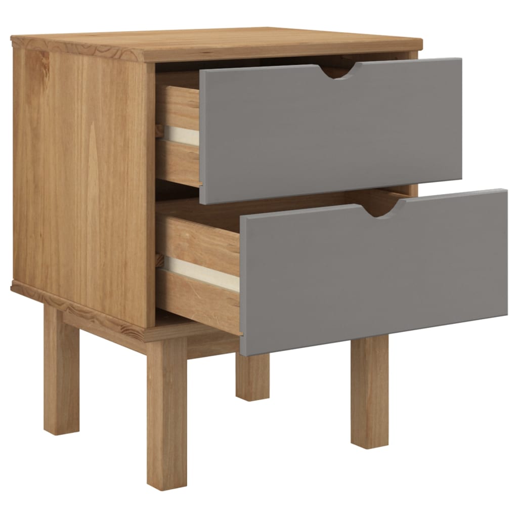 vidaXL Nightstand Bedside Table with Solid Wood Legs OTTA Solid Wood Pine-6