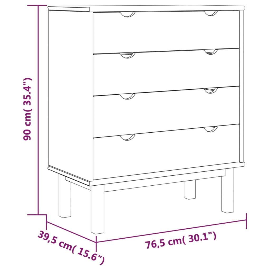 vidaXL Cabinet Dresser Drawer Chest Cabinet with Drawers OTTA Solid Wood Pine-17