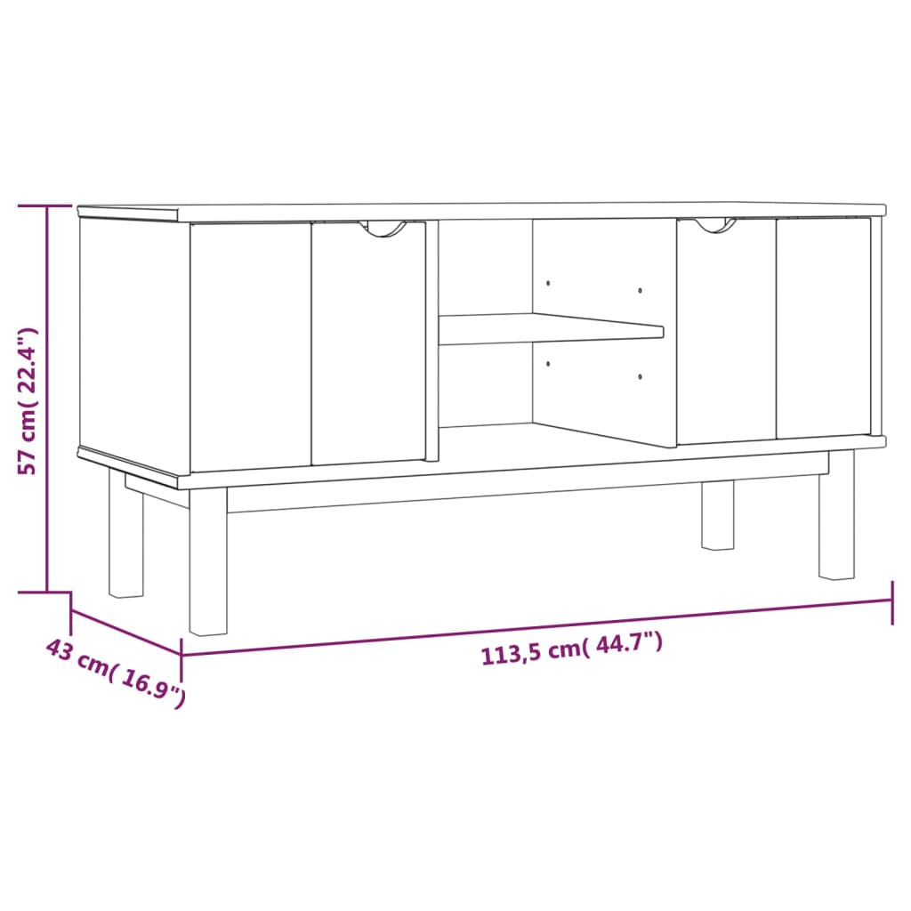 vidaXL TV Stand Entertainment Center TV Console Sideboard OTTA Solid Wood Pine-0