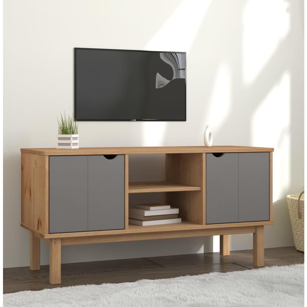 vidaXL TV Stand Entertainment Center TV Console Sideboard OTTA Solid Wood Pine-9