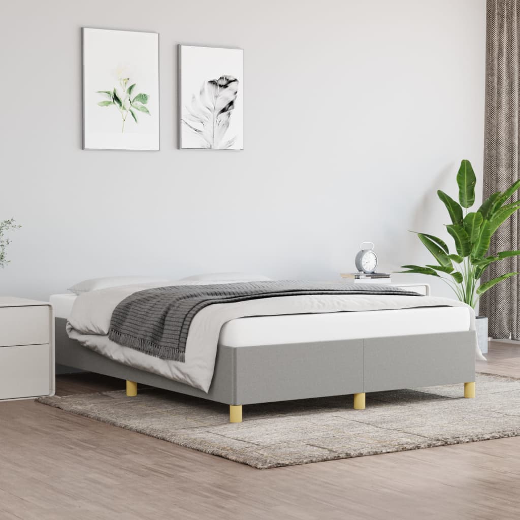 vidaXL Bed Frame Upholstered Platform Bed with Wooden Slats Support Fabric-35