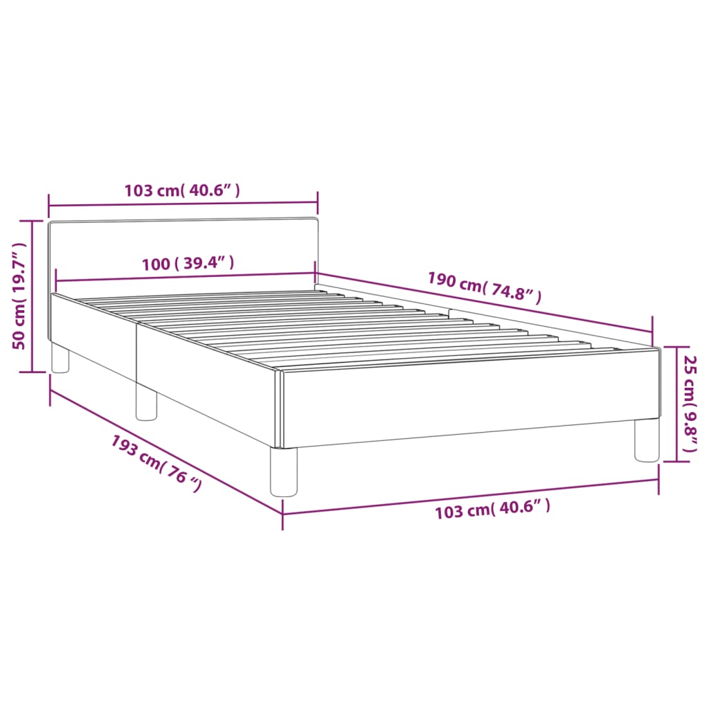 vidaXL Bed Frame with Headboard Black 53.9"x74.8" Full Fabric-47