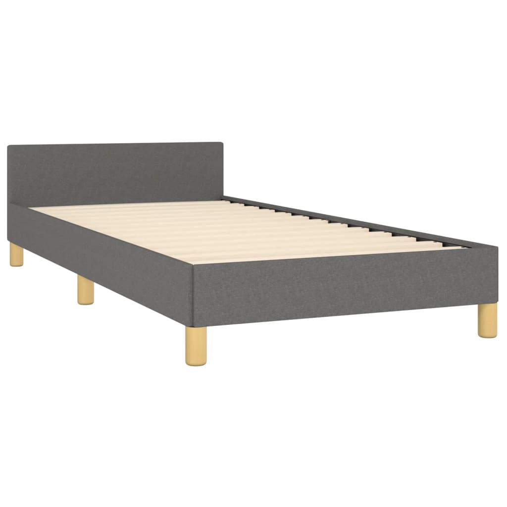 vidaXL Bed Frame with Headboard Black 53.9"x74.8" Full Fabric-1