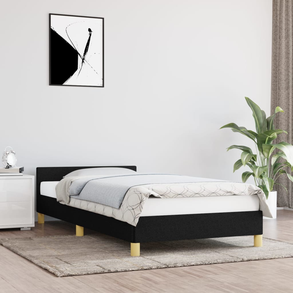 vidaXL Bed Frame with Headboard Black 53.9"x74.8" Full Fabric-86