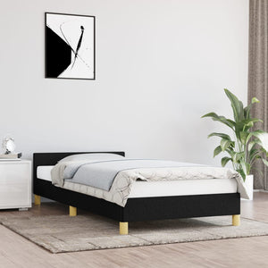 vidaXL Bed Frame with Headboard Black 53.9"x74.8" Full Fabric-86