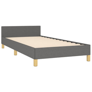 vidaXL Bed Frame with Headboard Black 53.9"x74.8" Full Fabric-0