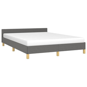 vidaXL Bed Frame with Headboard Black 53.9"x74.8" Full Fabric-29