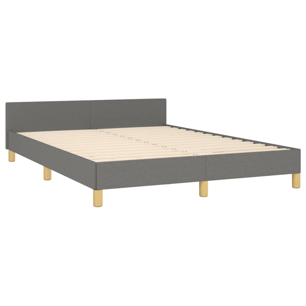 vidaXL Bed Frame with Headboard Black 53.9"x74.8" Full Fabric-100