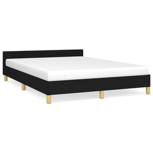 vidaXL Bed Frame with Headboard Black 53.9"x74.8" Full Fabric-73