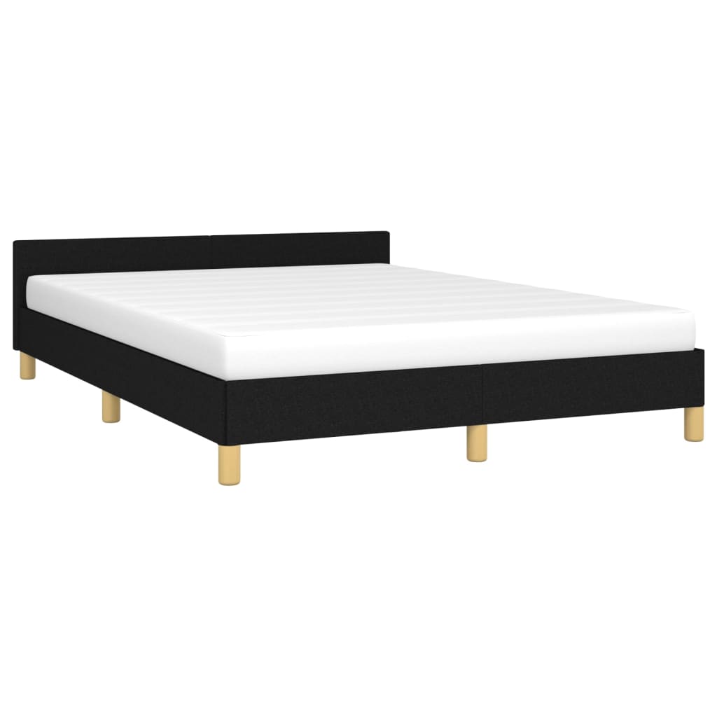 vidaXL Bed Frame with Headboard Black 53.9"x74.8" Full Fabric-6