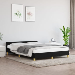 vidaXL Bed Frame with Headboard Black 53.9"x74.8" Full Fabric-26