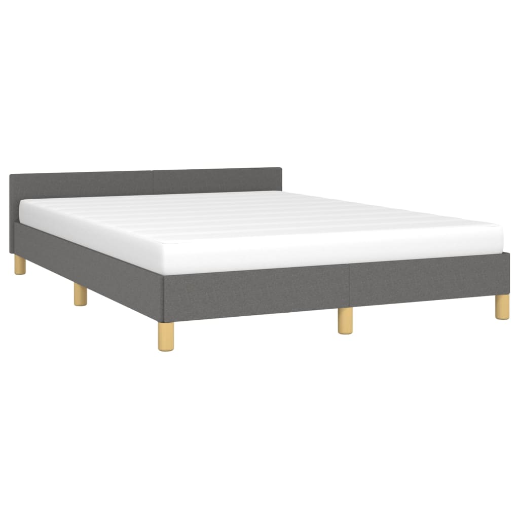 vidaXL Bed Frame with Headboard Black 53.9"x74.8" Full Fabric-63