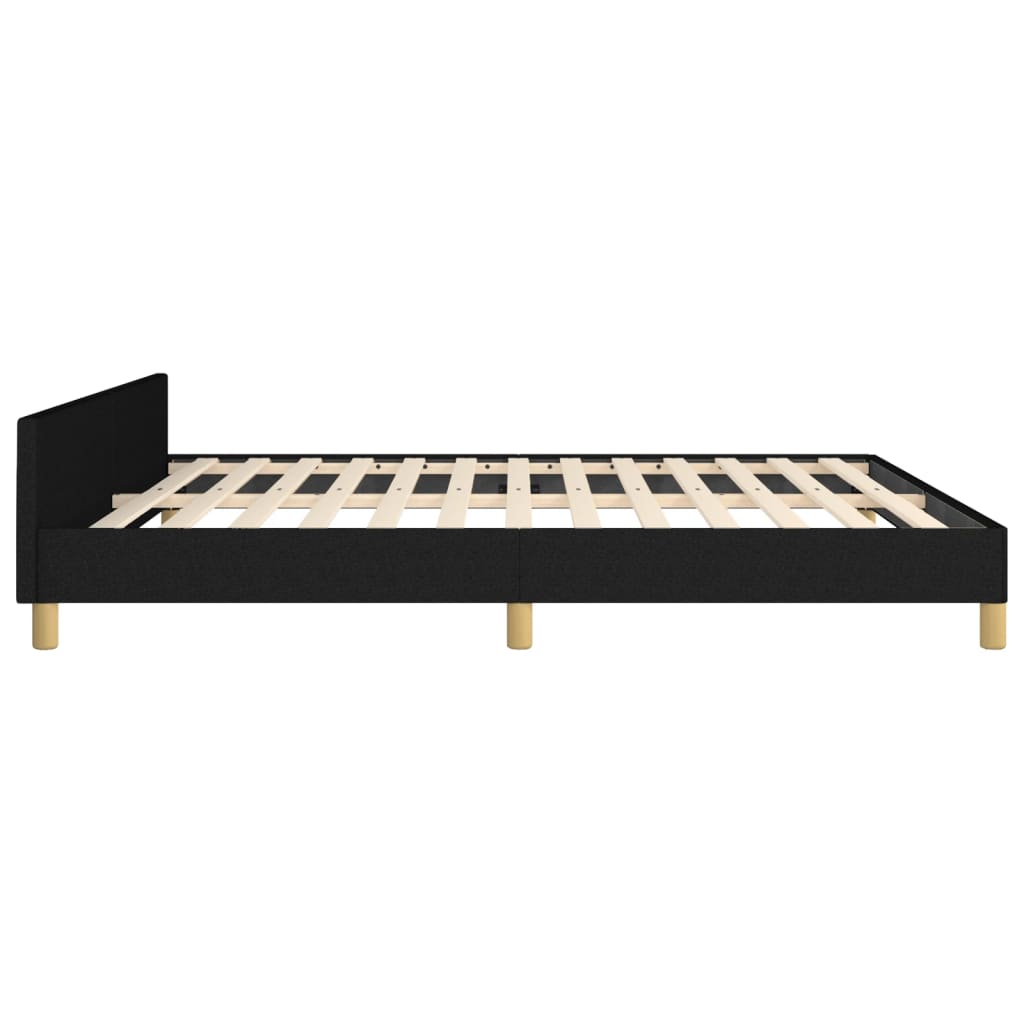 vidaXL Bed Frame with Headboard Black 53.9"x74.8" Full Fabric-62