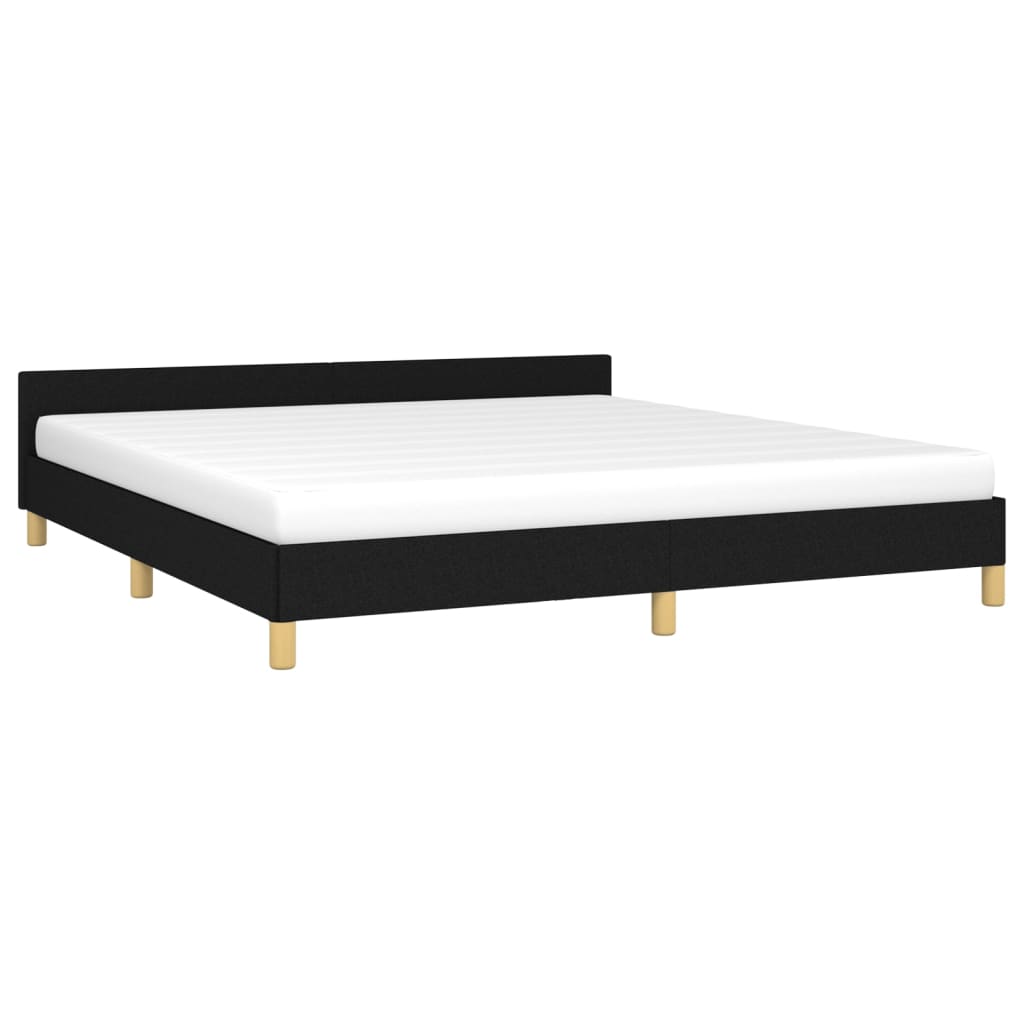 vidaXL Bed Frame with Headboard Black 53.9"x74.8" Full Fabric-96