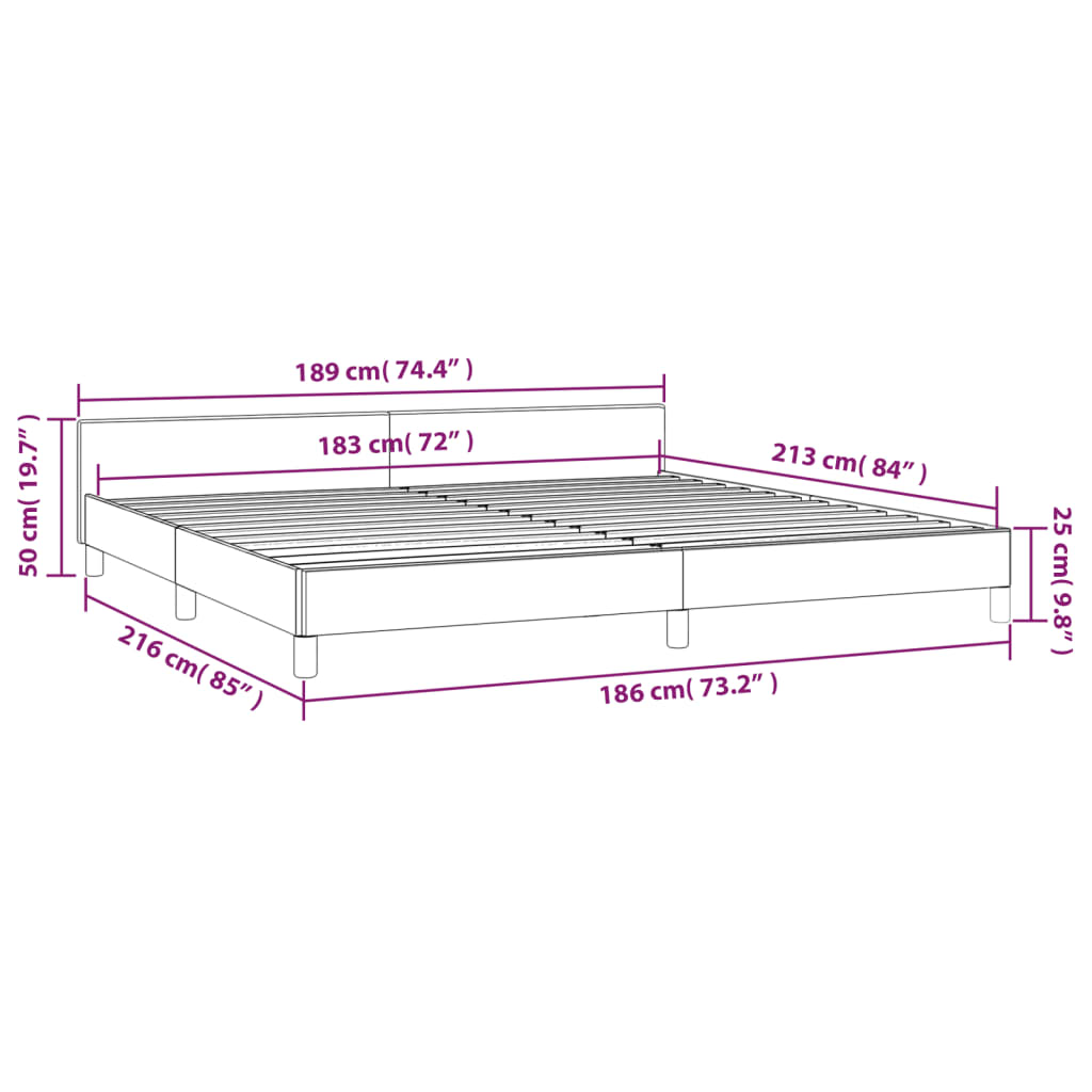 vidaXL Bed Frame with Headboard Black 53.9"x74.8" Full Fabric-44