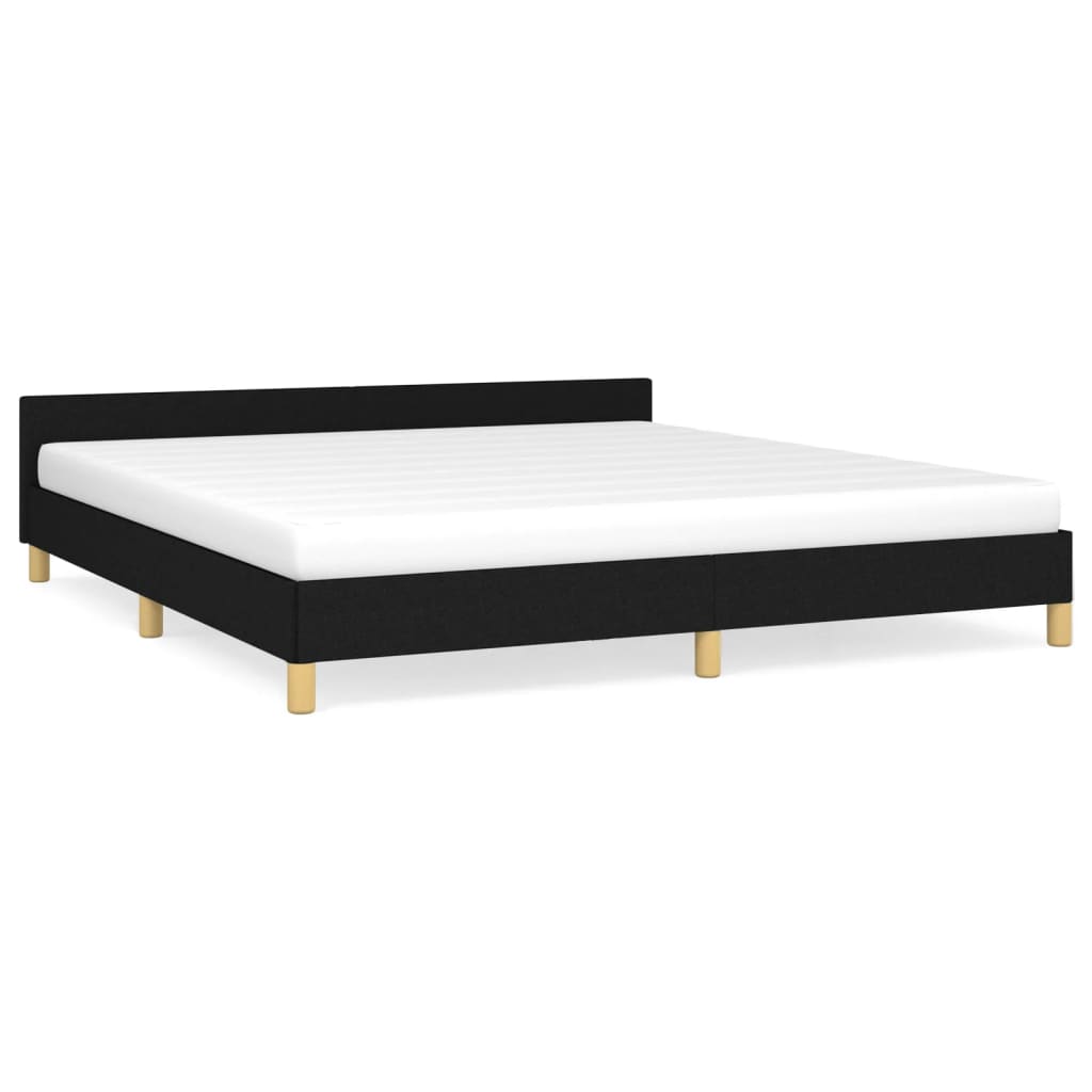 vidaXL Bed Frame with Headboard Black 53.9"x74.8" Full Fabric-83