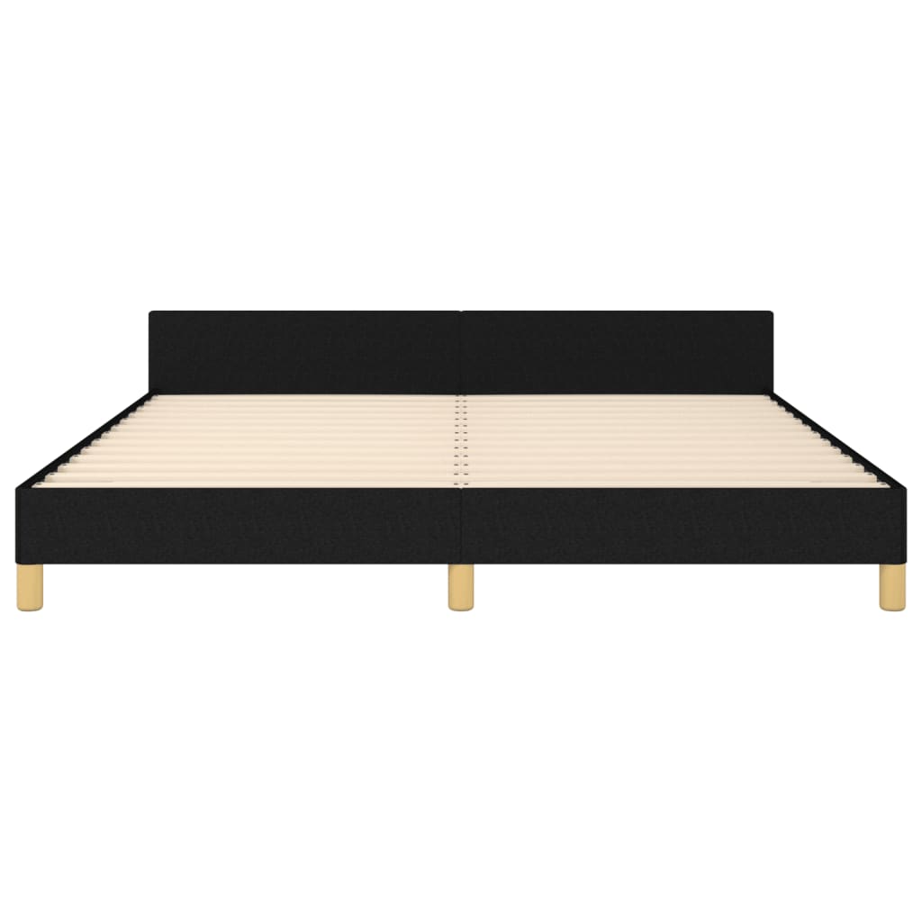 vidaXL Bed Frame with Headboard Black 53.9"x74.8" Full Fabric-2