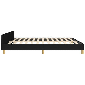 vidaXL Bed Frame with Headboard Black 53.9"x74.8" Full Fabric-12