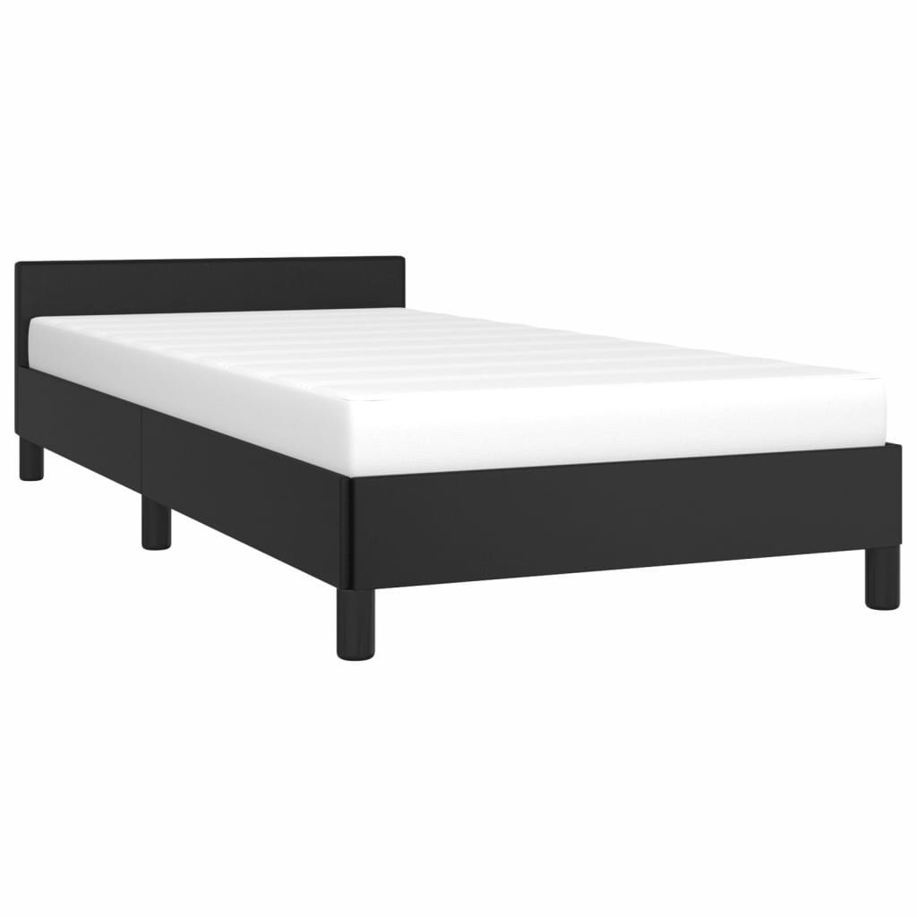 vidaXL Bed Frame with Headboard Black 39.4"x79.9" Twin XL Faux Leather-42