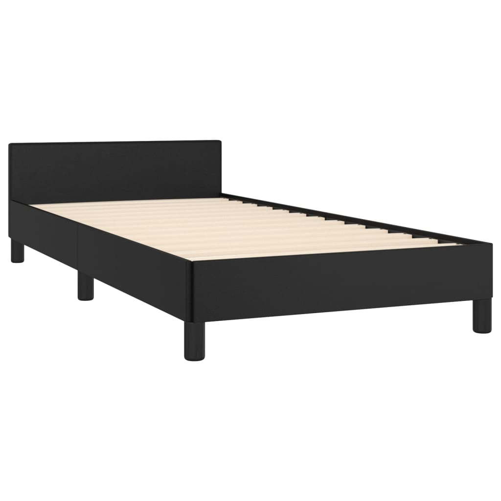 vidaXL Bed Frame with Headboard Black 39.4"x79.9" Twin XL Faux Leather-14