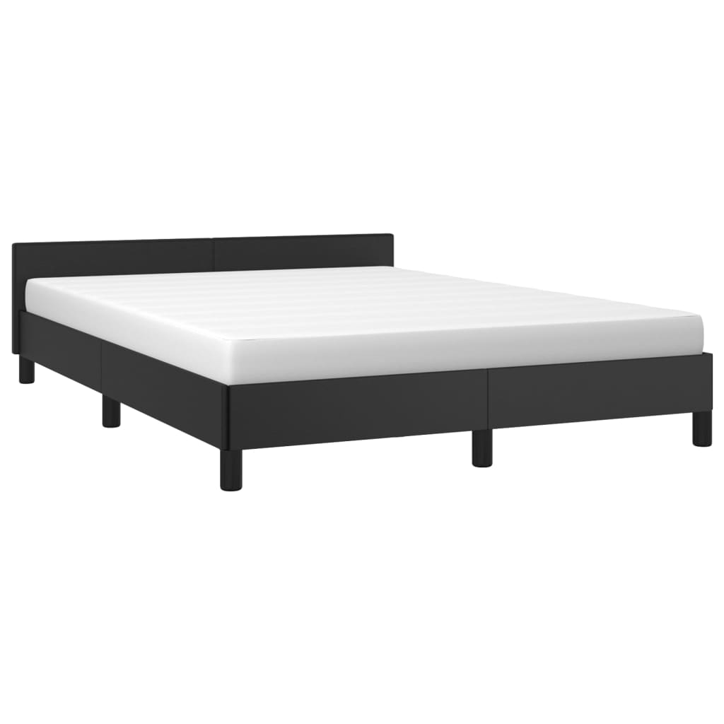 vidaXL Bed Frame with Headboard Black 39.4"x79.9" Twin XL Faux Leather-54