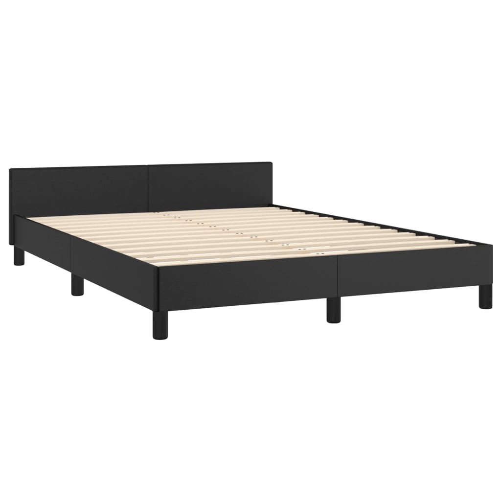 vidaXL Bed Frame with Headboard Black 39.4"x79.9" Twin XL Faux Leather-44