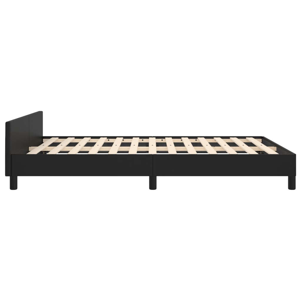 vidaXL Bed Frame with Headboard Black 39.4"x79.9" Twin XL Faux Leather-56