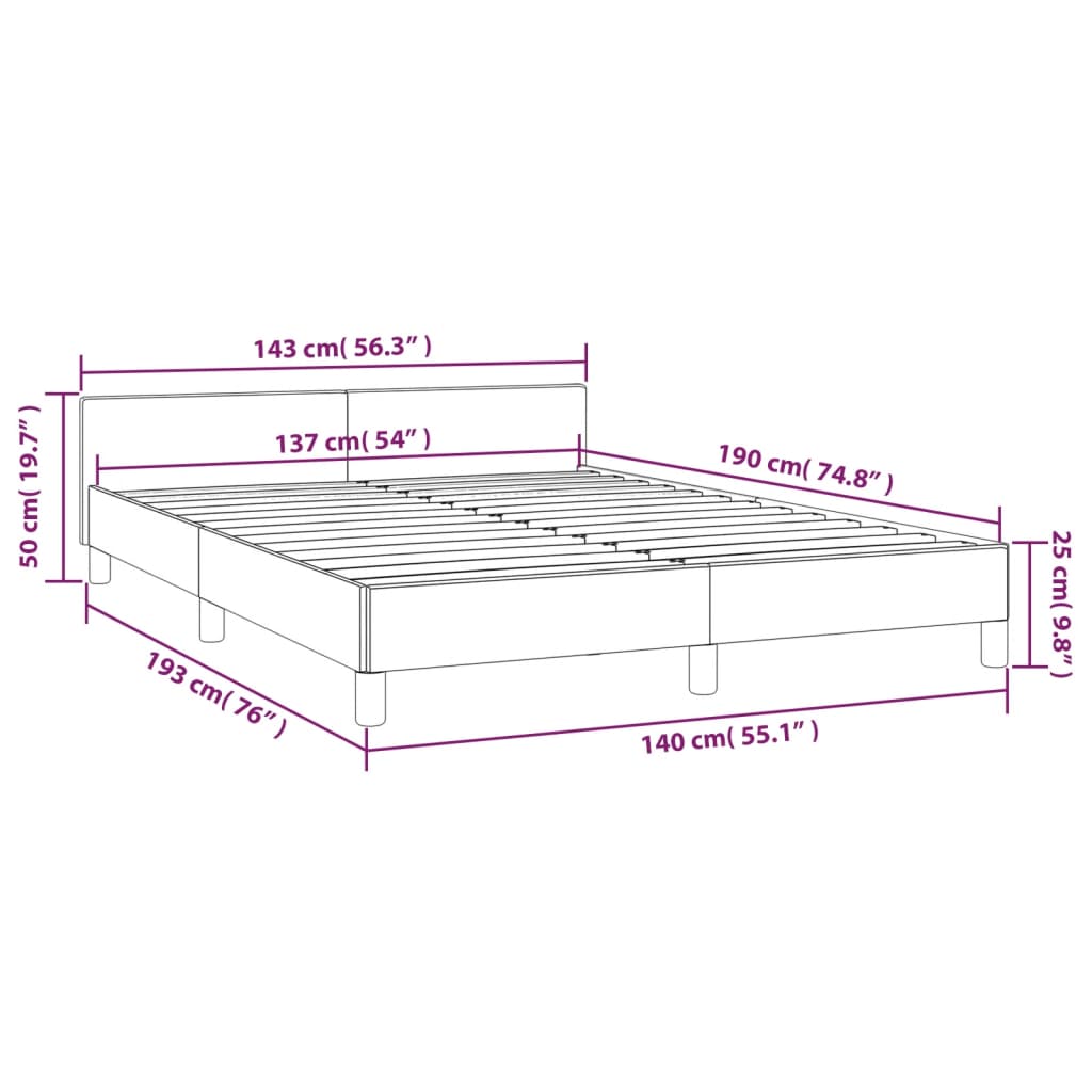 vidaXL Bed Frame with Headboard Black 39.4"x79.9" Twin XL Faux Leather-35