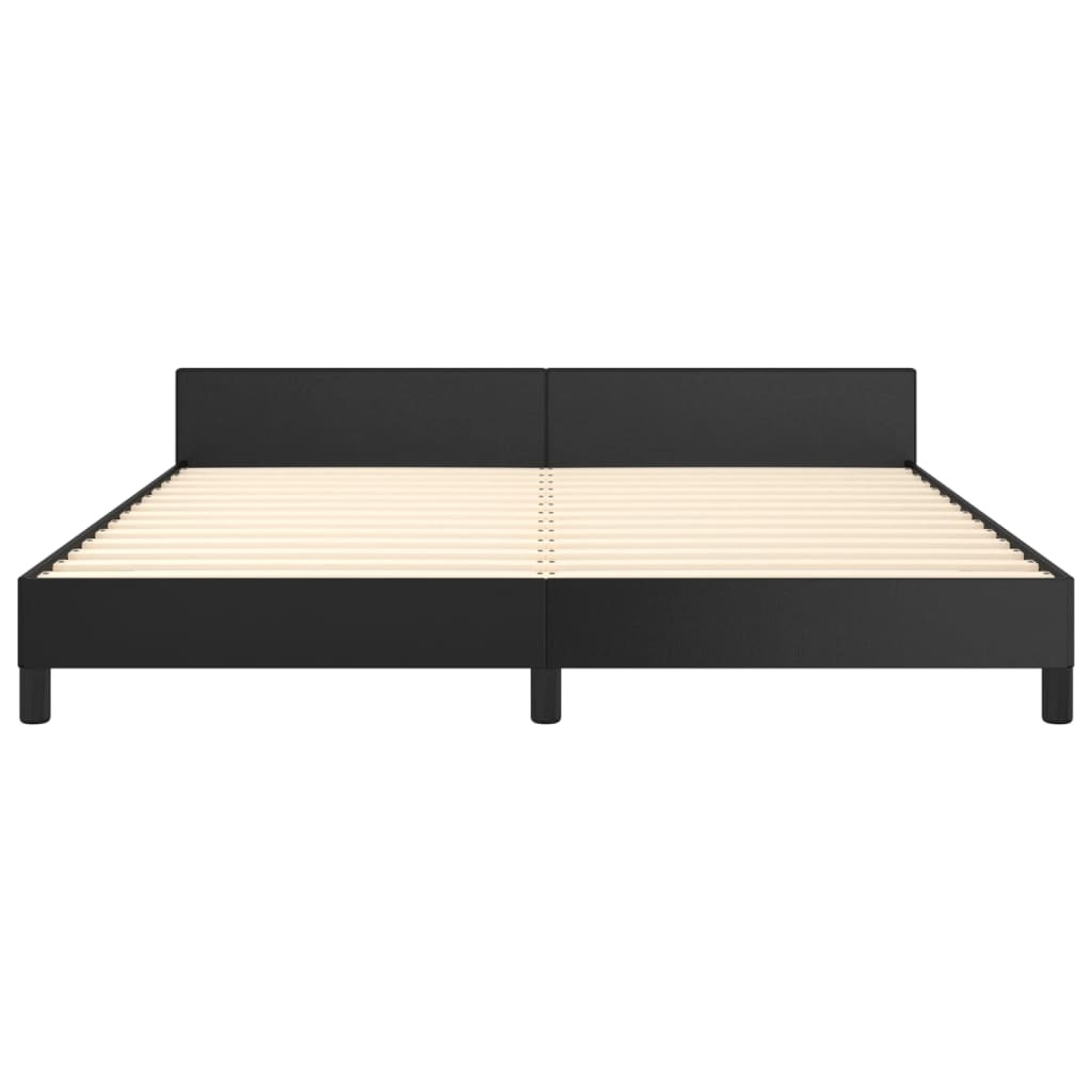 vidaXL Bed Frame with Headboard Black 39.4"x79.9" Twin XL Faux Leather-19