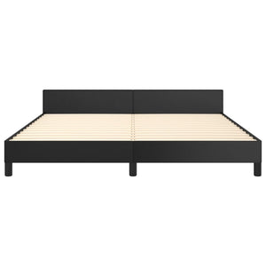 vidaXL Bed Frame with Headboard Black 39.4"x79.9" Twin XL Faux Leather-19