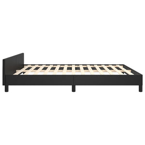 vidaXL Bed Frame with Headboard Black 39.4"x79.9" Twin XL Faux Leather-25