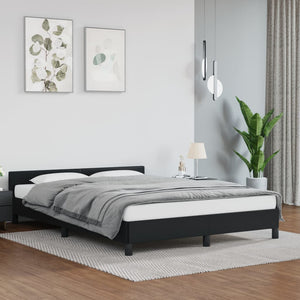 vidaXL Bed Frame with Headboard Black 39.4"x79.9" Twin XL Faux Leather-24