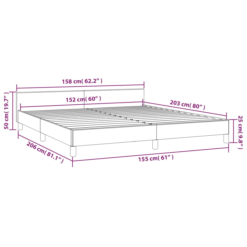 vidaXL Bed Frame with Headboard Black 39.4"x79.9" Twin XL Faux Leather-40